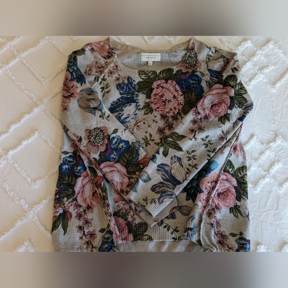 Angel of the North Anthropologie Winter Bouquet Cashmere Wool blend Sweater - Picture 4 of 7